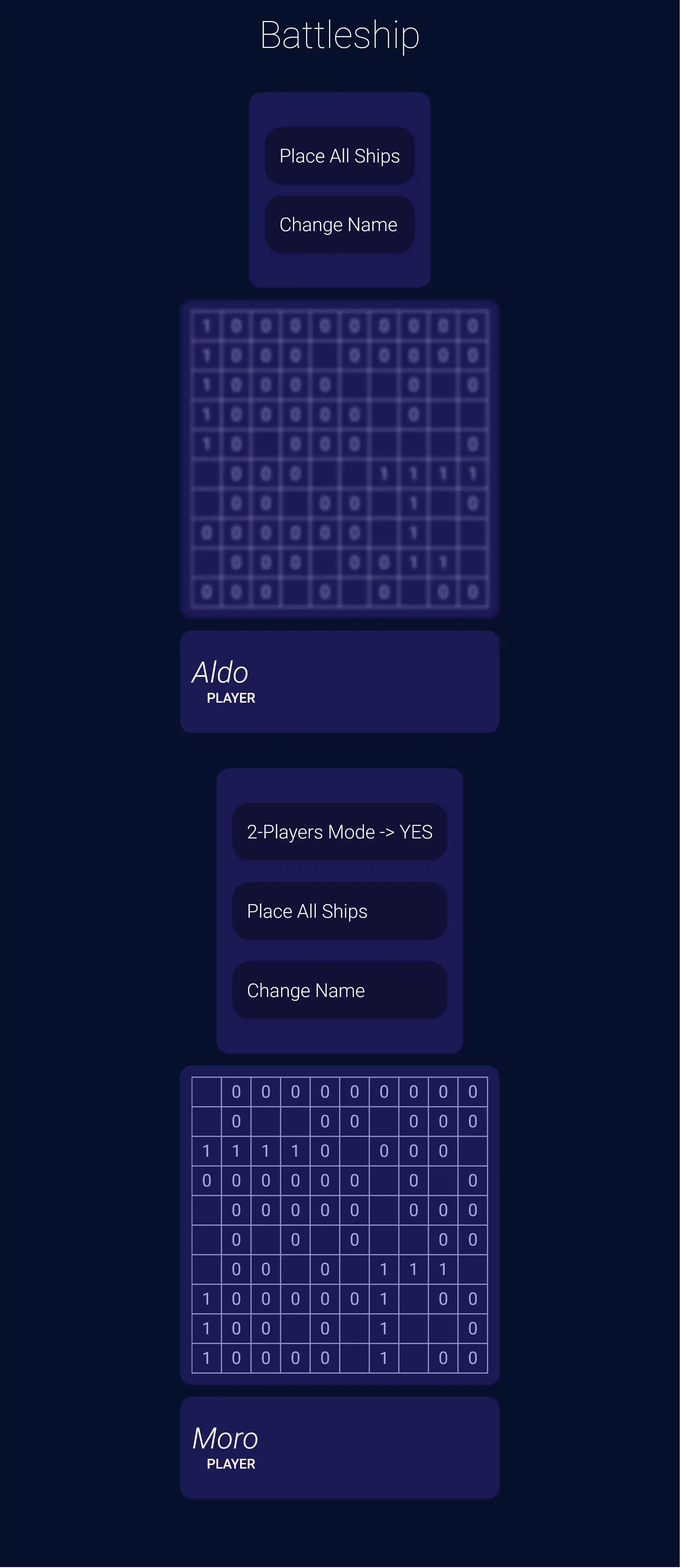 Front-Page of the Project 'BattleShip', Fullscreen Mobile-view