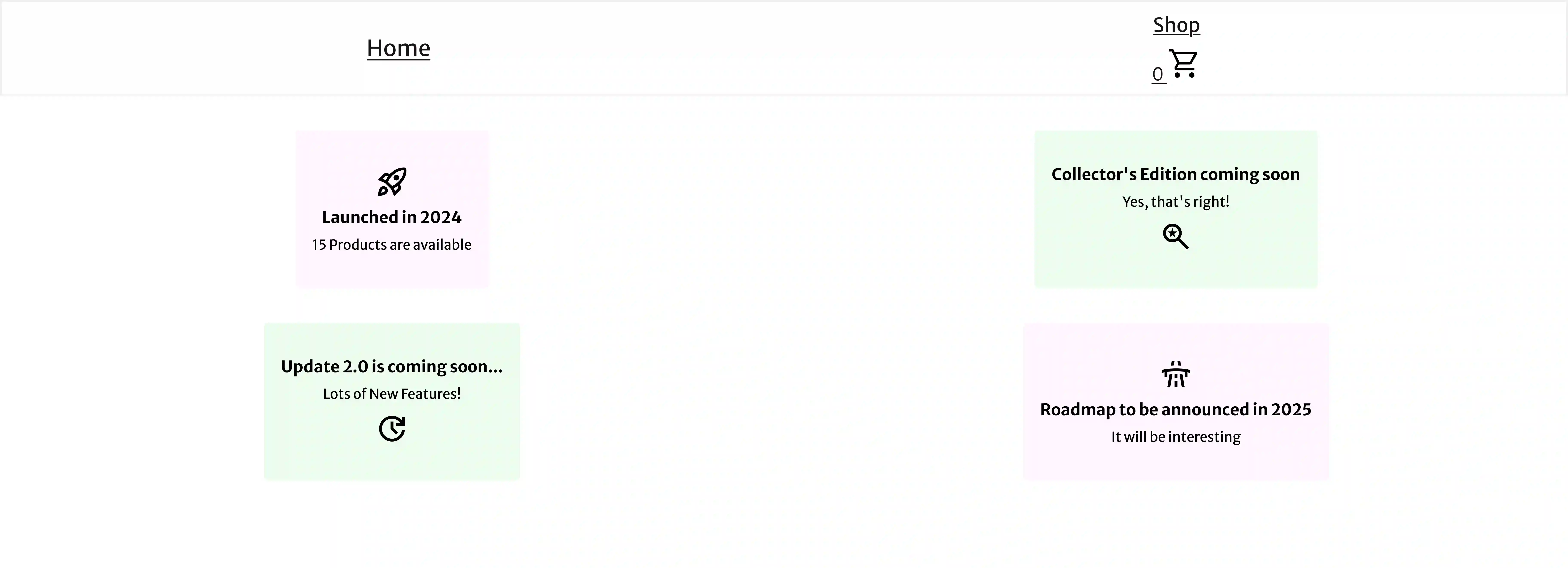 Home of the Project 'Shopping Cart', Desktop-view