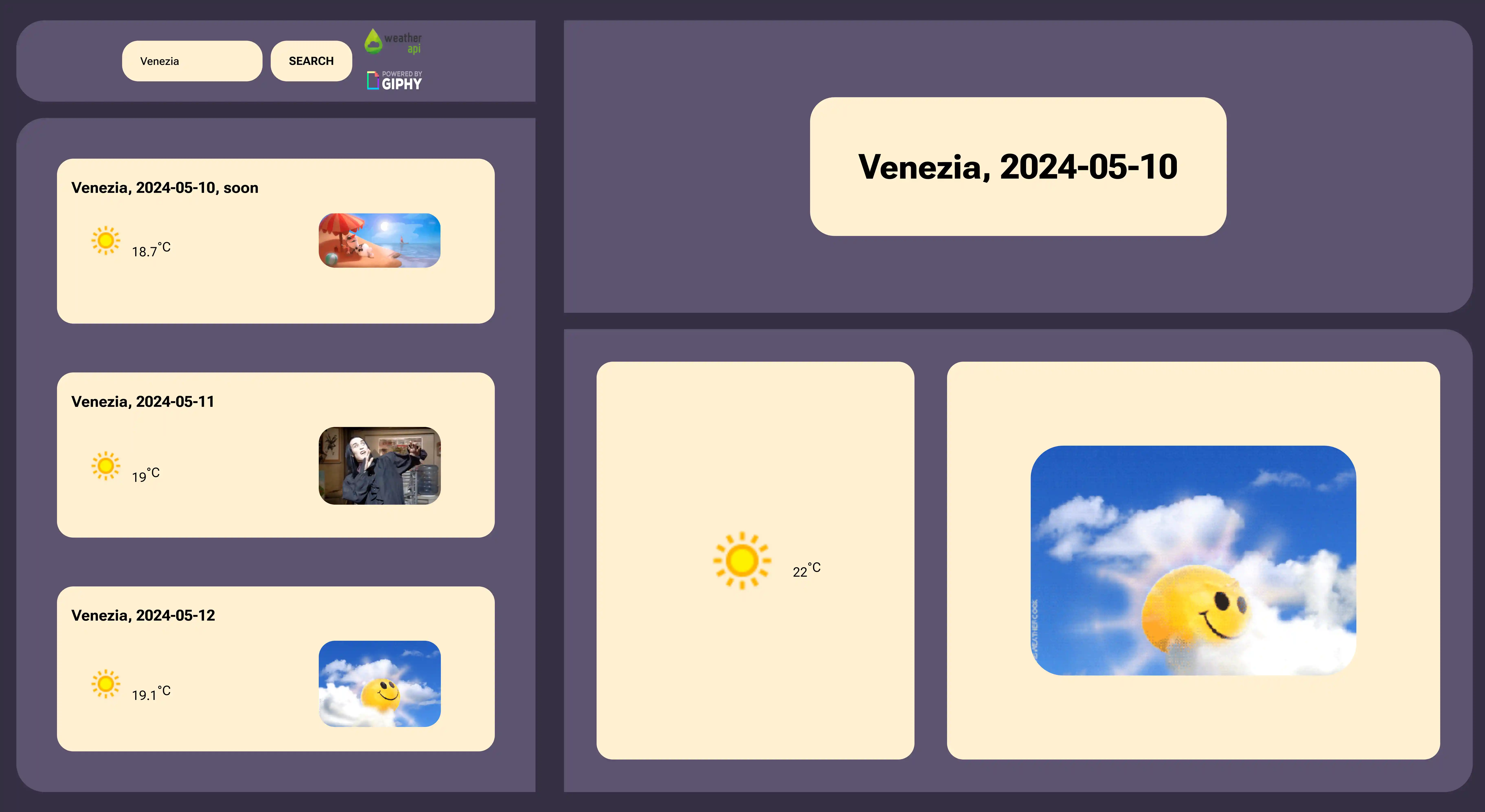 Front-Page of the Project 'Weather-App', Desktop-view